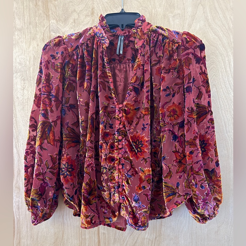 Anthropologie: The Estela Burnout Sheer Printed Blouse - Picture 11 of 14